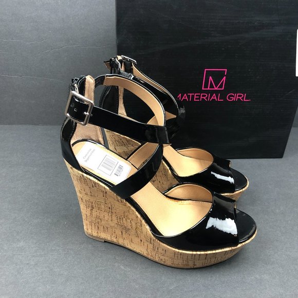NWB Material Girl Women's Patent Leather Wedges - Picture 2 of 5